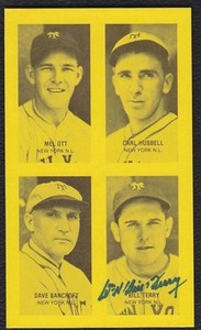 BILL TERRY  VINTAGE SIGNED JIM ROWE 4-ON-1 POSTCARD PHOTO NY GIANTS POSE 3