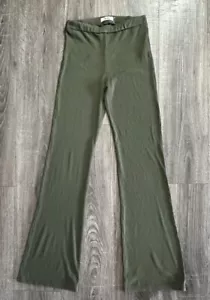 LETT Women's Biarritz Ribbed Pants Moss Green Sz Med Wide Leg Verishop - Picture 1 of 14