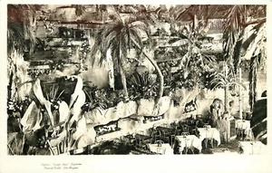 Cafetería Clifton's Pacific Seas Interior Palmeras Años 40 RPPC Los Ángeles CA 9 - Imagen 1 de 2