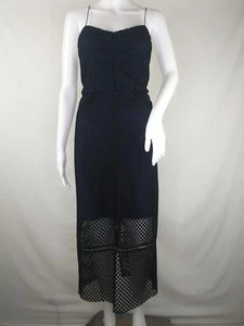 Topshop dress size 8 blue black midi sheer sleeveless spaghetti strap EUC - Picture 1 of 12