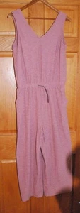 Old Navy Breathe On V Neck Wide Leg Pull-on Jumpsuit Mauve Medium Pockets Belt - Picture 1 of 8