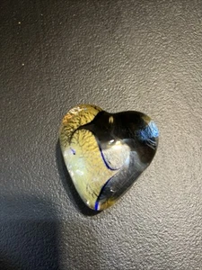 Heart Shaped Signed Robert Held Art Glass Gold / Cobalt Blue Paperweight 2.5” - Picture 1 of 8