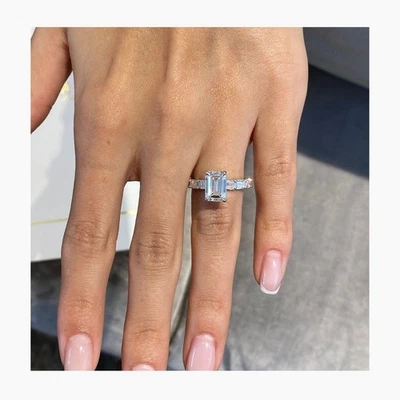 Emerald Cut Diamond Engagement Ring VS1 F IGI Certified 3.7 Ct 14K White Gold - Image 1 of 4