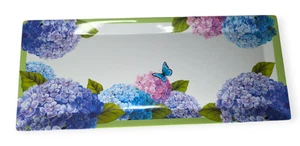 Hydrangea Floral Melamine Rectangle Serving Tray 19" x 8" x .75" - Picture 1 of 10
