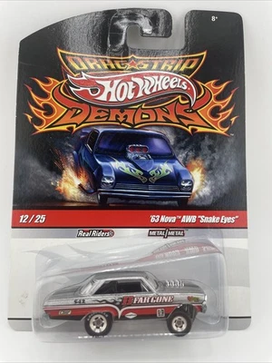 2009 Hot Wheels Drag Strip Demons 1963 Nova AWB Snake Eyes Gasser  w-Real Riders - Image 1 of 4