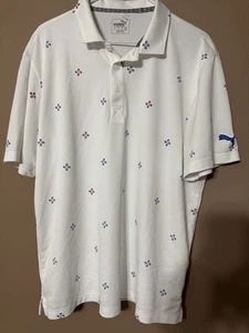 Puma Golf Poloshirt Weiß Mehrfarbig Muster Herren Große L TOP - Bild 1 von 3