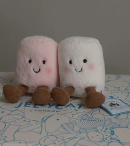 Rare! ✨ Jellycat Amuseables Pink and White Marshmallows NWT Plush with Dust Bag - Picture 1 of 12