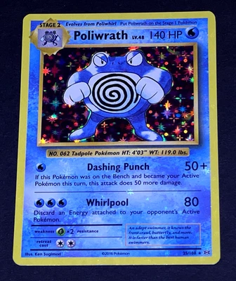 2016 Pokemon POLIWRATH XY Evolutions HOLO BLEED Misprint ERROR Card 25/108 Rare - Image 1 of 4