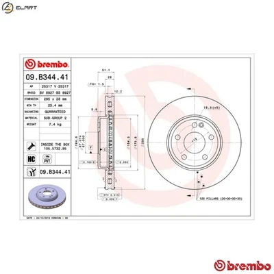 2x BRAKE DISC 09.B344.41 FOR MERCEDES-BENZ GLA-CLASS/SUV B-CLASS 1.8L 4cyl 1.6L - Image 1 of 4