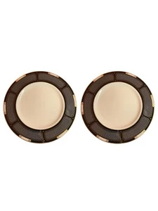 2 Lenox Hancock Gold & Black Presidential Collection Accent Lunch Plates 9.25" - Picture 1 of 4
