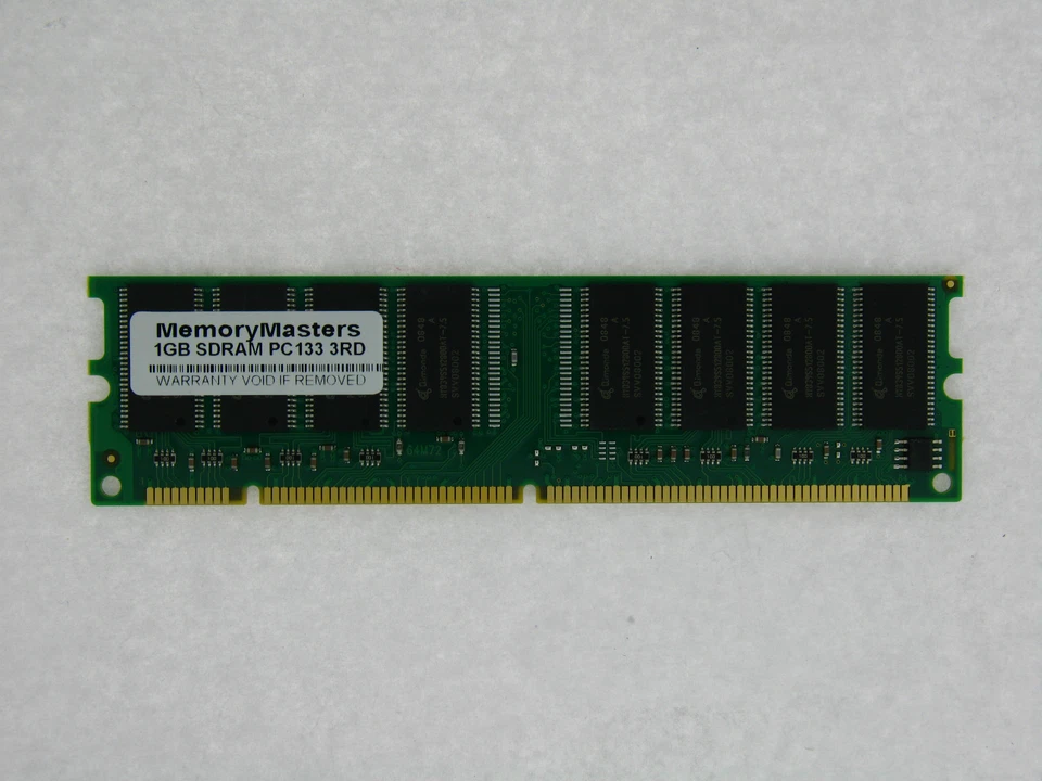 1GB 168pin PC133 Sdram Memory 3.3V Non- ECC Unbuffered 64x8 based Ram DIMM 1x1GB - Image 1 of 1