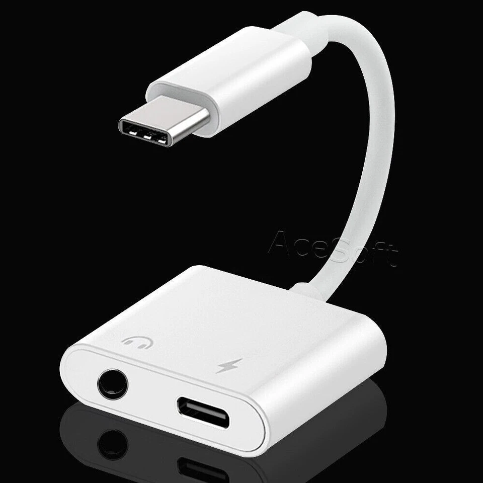 Cable cargador adaptador de audio tipo C macho a 3,5 mm y conector USB-C para teléfono HTC U11 Foto 1 de 1