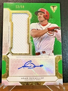 ADAM DUVALL ROOKIE 2018 Topps Triple Threads GREEN Jumbo Relics AUTO 12/50 SP!! - Picture 1 of 11