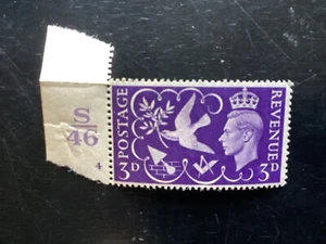 GB 1946 3d Peace ‘S46’ Control MUH (A485) - Picture 1 of 2