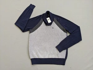 MICHAEL KORS Size SMALL Men Long Sleeve Sweater Shawl Neck Navy Knit Raglan NEW - Picture 1 of 10