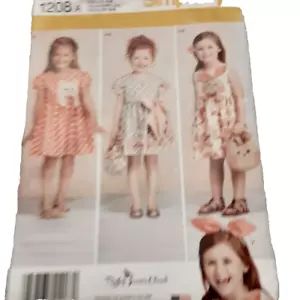Vintage Simplicity sewing pattern #1208 girls dress bag sz 3-8 cut - Picture 1 of 1