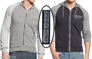 NWT Armani Jeans Color-Blocked Zip-Up Hoodie Two-way Zip Slim Fit Sweater Shirt - Picture 1 of 19