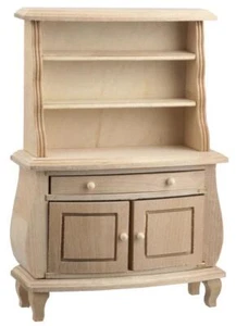 Dolls House Unfinished Dresser Hutch Cabinet Dining Room Kitchen Furniture - Picture 1 of 7