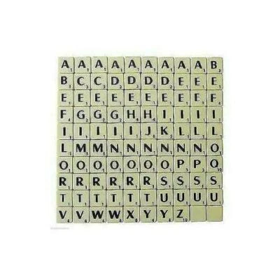 TILES IVORY/BLACK LETTERS FULL SET 100 PIECES -PLASTIC IVORY COLOURED - Image 1 of 4