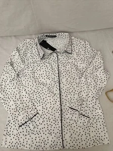 Allegra K Womens Polka Dots Blouse Button Down Long Sleeve Black & whiteM - Picture 1 of 6