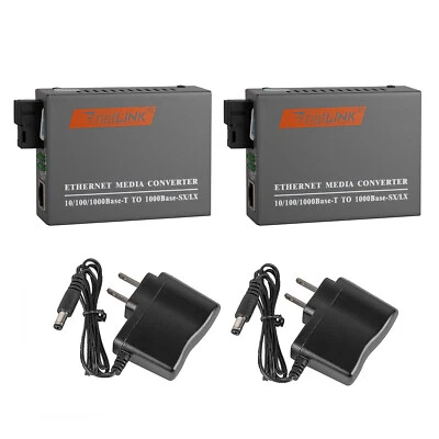 Gigabit Ethernet Exdender RJ45 to SC Fiber Optic Converter Transmitter Receiver - Image 1 of 4