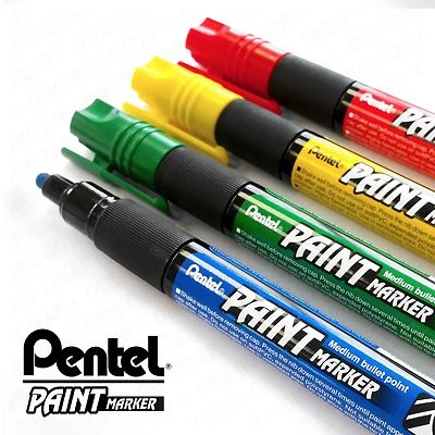 Marcador de tinta para celulose Pentel - Médio - MMP20 - Conjunto com 4 canetas - Vermelho, amarelo, verde, azul - Imagem 1 de 4