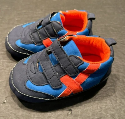 Carters 男宝宝柔软运动鞋蓝色和橙色 9-12 个月 — 第 1/4 张图片