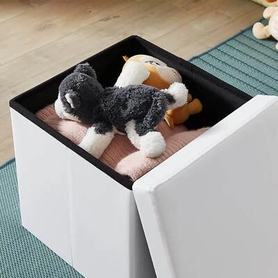Sitzhocker mit Stauraum Aufbewahrungsbox faltbar Kunstleder Fußbank 38x38x38 CM - Bild 1 von 3