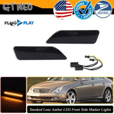 烟琥珀色 LED 侧标记灯适用于 06-11 梅赛德斯奔驰 W219 CLS550 CLS63 AMG — 第 1/4 张图片