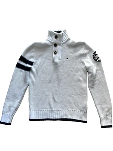 Tommy Hilfiger men sweater Knit high neck long sleeve size XS color white blue - Picture 1 of 8