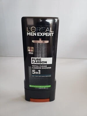 Gel de ducha L'Oreal Men Expert Pure Carbon Total Clean 5 en 1 13,5 fl oz. Foto 1 de 2