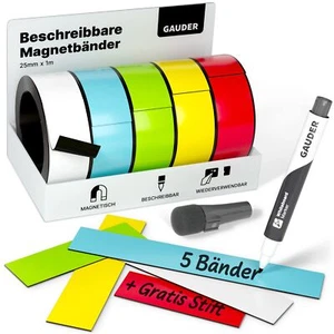 5x Magnetstreifen beschreibbar | Magnetstreifen zum Beschriften | Beschreibba... - Bild 1 von 8