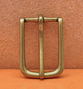 Retro Brass Long Big Heavy Single Prong Pin Leather Belt Buckle fits 40MM Strap - Picture 1 of 12