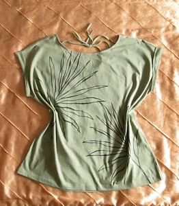 ESPRIT OVERSIZE BIO SLUBSHIRT RÜCKEN SCHNÜRUNG PFLANZEN PRINT GRÜN XXL 44 NEU - Bild 1 von 10