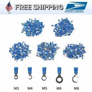 14-16 AWG Wire Ring Terminals Vinyl Insulated Car Audio Crimp Connectors - Picture 1 of 15