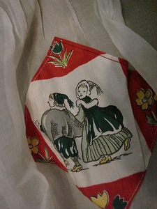 Vintage 50s 60s Apron Cotton Dutch Children Folk Sheer Hostess Half - Imagen 1 de 4