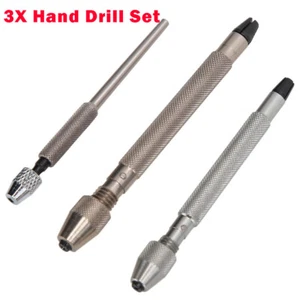 Set trapano manuale 3 pezzi Pro Pin Vise strumento riparazione orologio accessorio per orologiai USA - Foto 1 di 7