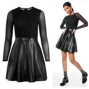 Alice + Olivia Chara Vegan Leather Mini Dress In Black Size 8