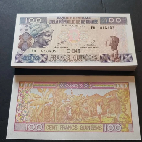 Guinea 100 Francs, 2012, P-35b, UNC X 25 PCS Bundle Pack USA SELLER Cover