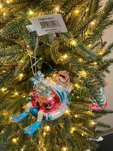 Diamanti dicembre 6" rosso/bianco e blu Babbo Natale su. Ornamento zattera - Foto 1 di 3
