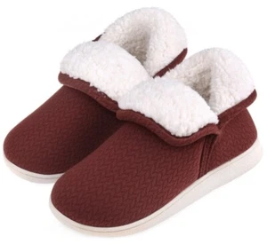 Womens Comfort Memory Foam Bootie Slippers Ankle High Warm Plush House Shoes - Picture 1 of 13