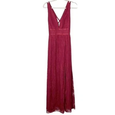 NEW Minuet burgundy sleeveless strappy prom gala formal lacey maxi long gown - Image 1 of 4