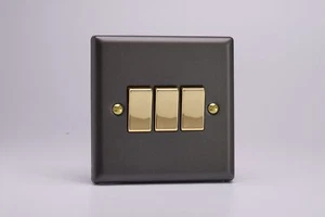 Interruptor de luz basculante Varilight XY3V.SL Vogue pizarra 3 velocidades 10A 1 o 2 vías - Imagen 1 de 1