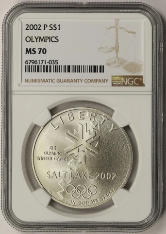 2002-P Olympics Salt Lake City Silver Modern Commemorative Dollar $1 MS 70 NGC Cover