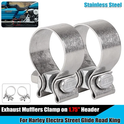 1.75" Exhaust Clamp on Headers For Harley Touring Electra Street Road King Glide Foto 1 de 4