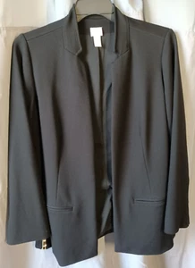 Chico's Blazer Jacket Open Front with Gold Accents Zippers Women's Size 2 - Picture 1 of 17