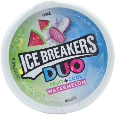 Ice Breakers Sugar Free Mints Duos Watermelon 16 Tins (2 boxes) Free Shipping