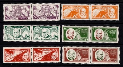 Latvia, Latvija, Sc B66-B71; Mi 153A-158A MNH/** pairs - Image 1 of 2