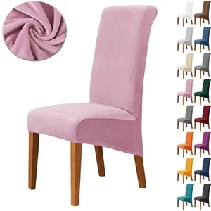 Large Long Back Dining Chair Covers Velvet Elastic XL Chair Slipcover Washable* - Picture 1 of 15