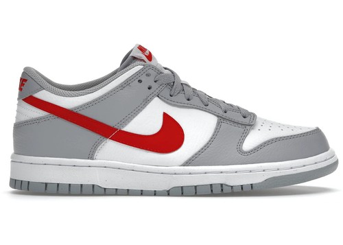 Nike Dunk Low Bianco Grigio Rosso (GS) DV7149 001 Taglia 4Y NUOVO